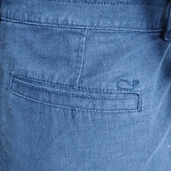 Vineyard Vines Cotton Linen Stretch Navy Blue Cropped Classic Chinos Size 14 - Picture 11 of 17